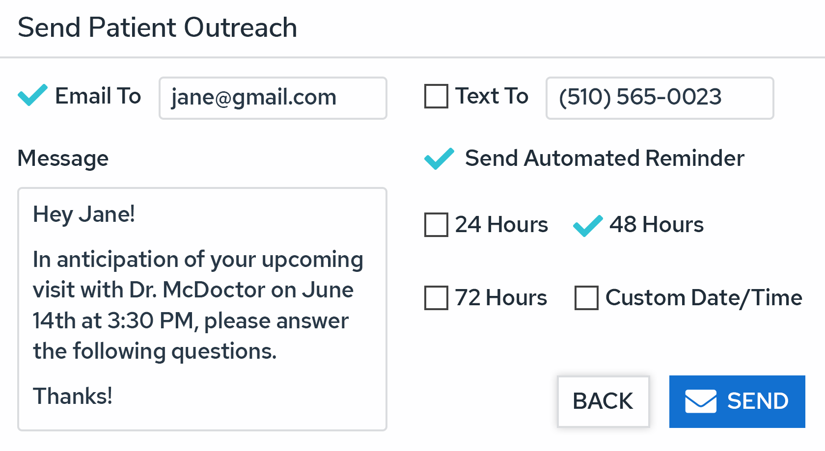 Patient Outreach Screenshot