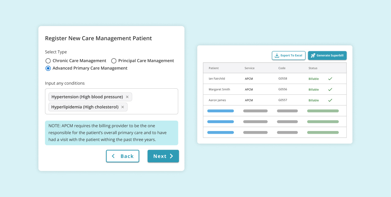 Advanced primary care management software screenshot