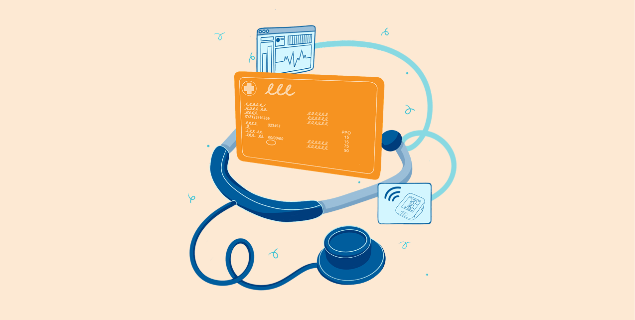 Medical insurance card with stethoscope