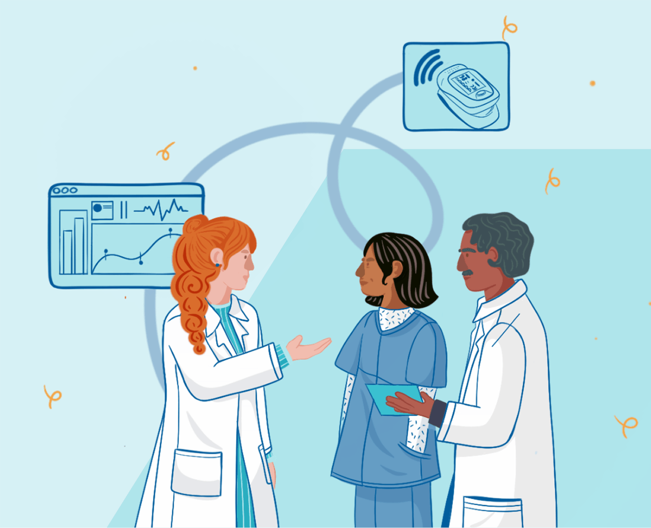 Doctors and nurses conversing