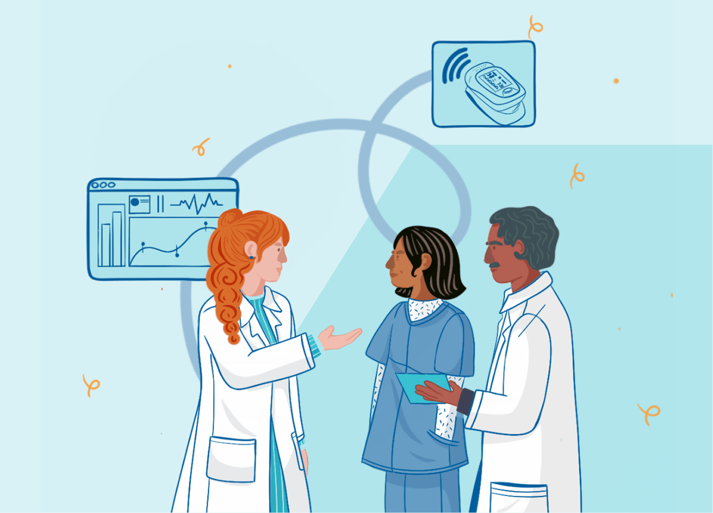 Doctors and nurses conversing